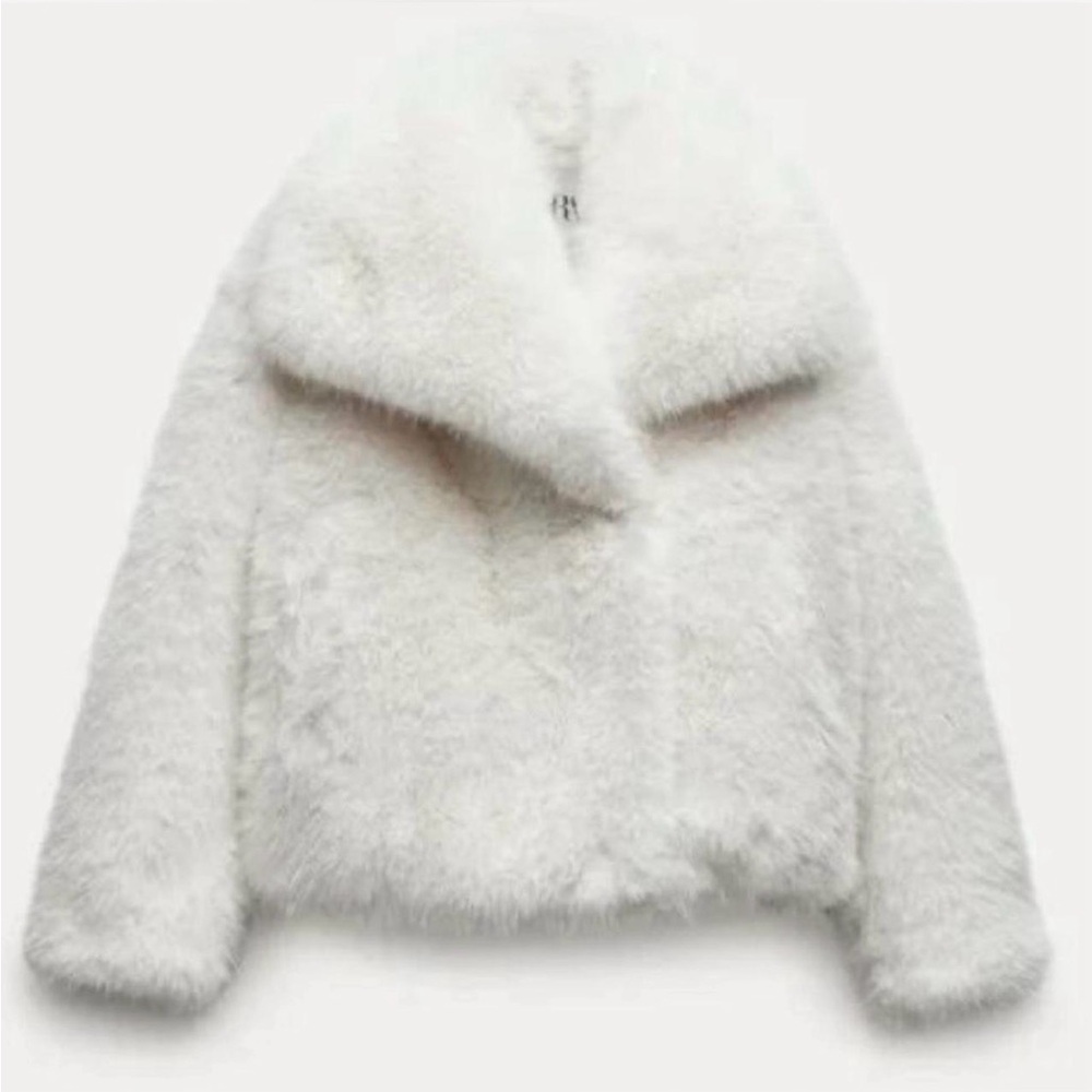 Zara White Faux Fur Jacket